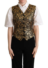 Dolce & Gabbana Black Gold Jacquard Silk Waistcoat Vest -   -  Dolce & Gabbana.